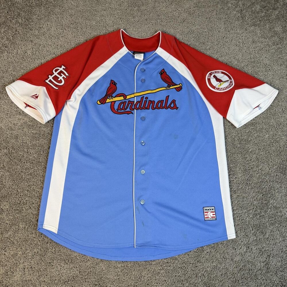 St. Louis Cardinals Jersey Mens L Blue MLB Baseball Cooperstown Collection
